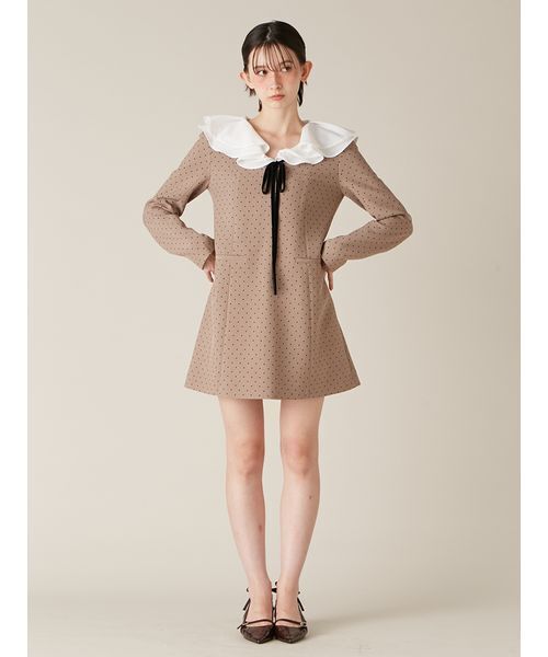 LILY BROWN（リリーブラウン） ワンピース ラッフルカラー付きミニ