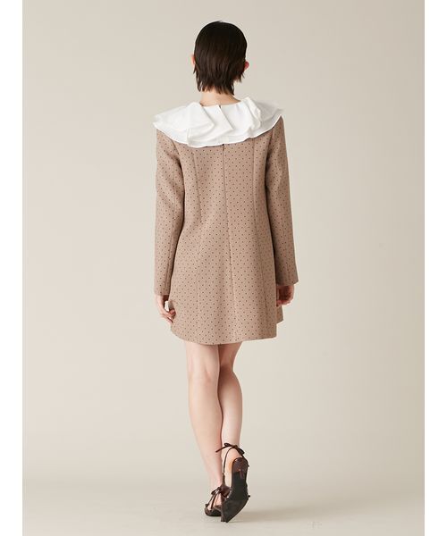 ラッフルカラー付きミニワンピース　リリーブラウン ラッフルカラー付きミニワンピース(Hearts2Hearts着用)(ミニワンピース