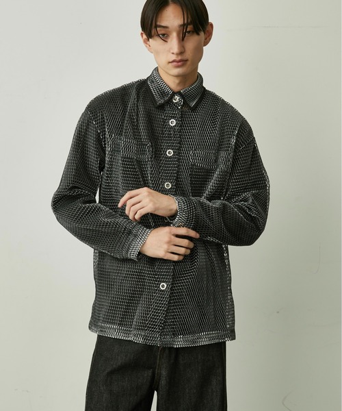 BLANK HOTEL シャツ Piped Collar Mesh Overshirt / 襟パイピング