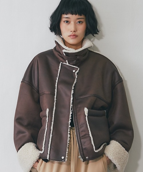 ムートンコート ボアコート ショート丈ムートンコート レディース  