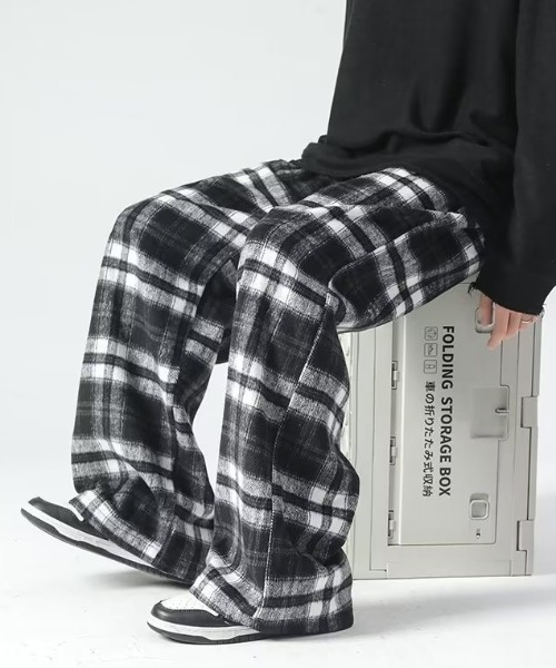 link lot パンツ 「起毛」チェックイージーネルパンツ「UNISEX