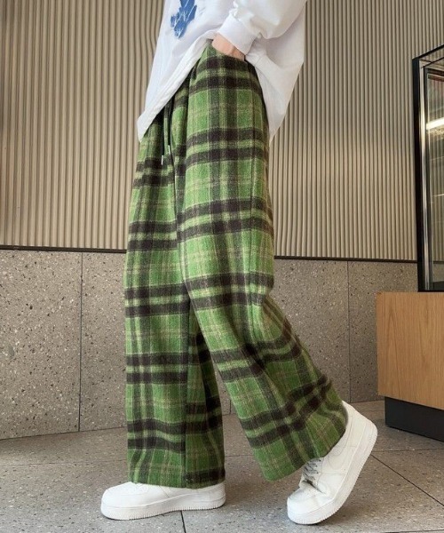 link lot パンツ 「起毛」チェックイージーネルパンツ「UNISEX