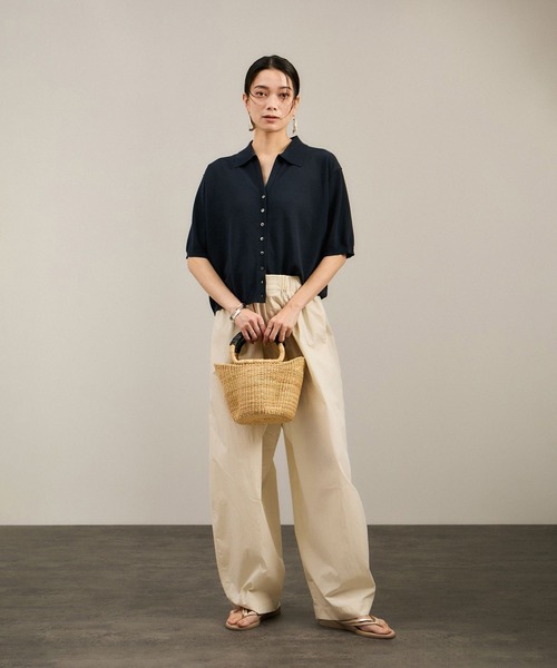 「SALON adam et rope'」 半袖ニット FREE ネイビー レディースの画像