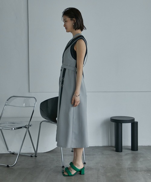 「UNITED TOKYO」 ノースリーブワンピース 1 グレー レディース_画像3