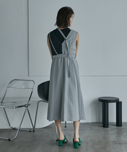 「UNITED TOKYO」 ノースリーブワンピース 1 グレー レディース_画像4