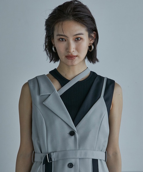 「UNITED TOKYO」 ノースリーブワンピース 1 グレー レディース_画像7