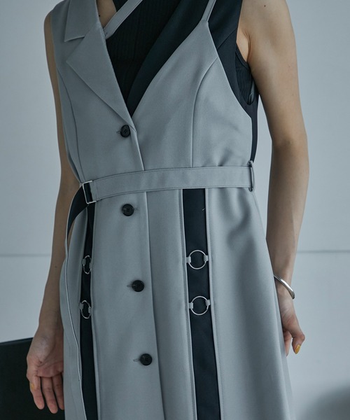 「UNITED TOKYO」 ノースリーブワンピース 1 グレー レディース_画像8