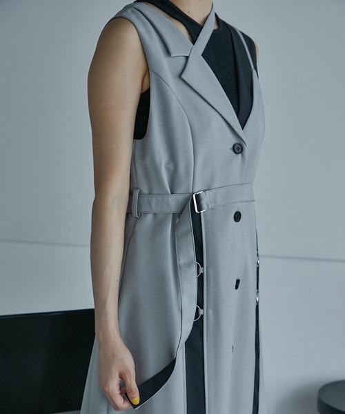 「UNITED TOKYO」 ノースリーブワンピース 1 グレー レディース_画像9