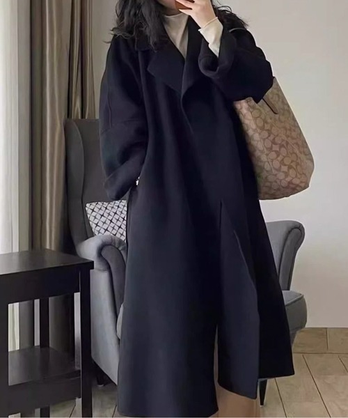 トレンチコート コート ウールタッチオーバーサイズコート レディース