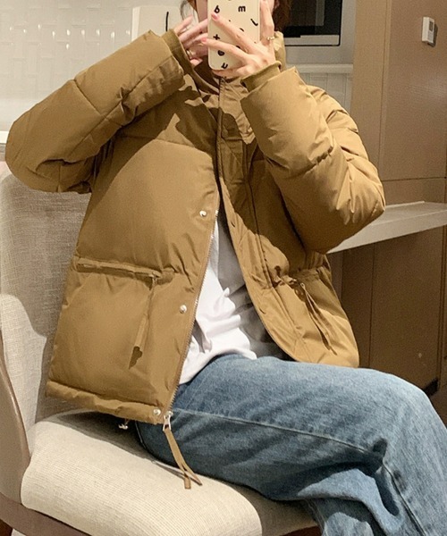 SEU ダウンコート ダウンジャケット ハイネック ショート丈中綿