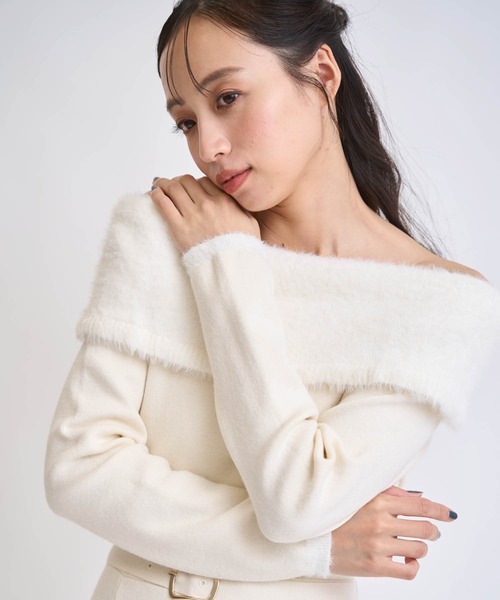 NOELA（ノエラ） ワンピース フェザートリム配色ドッキングワンピース