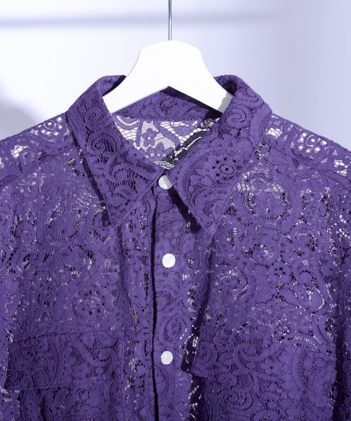 「Ellno Loset」 長袖シャツ LARGE パープル系その他 メンズ_画像2