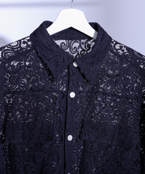 「Ellno Loset」 長袖シャツ LARGE パープル系その他 メンズ_画像4