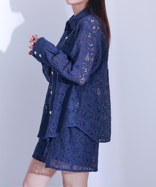 「Ellno Loset」 長袖シャツ LARGE パープル系その他 メンズ_画像8