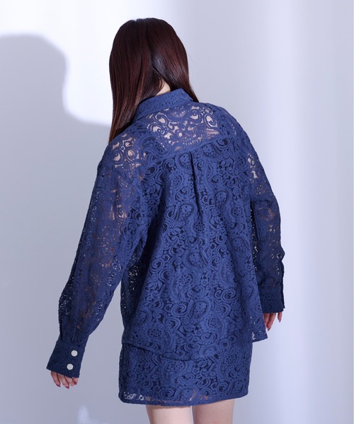 「Ellno Loset」 長袖シャツ LARGE パープル系その他 メンズ_画像9