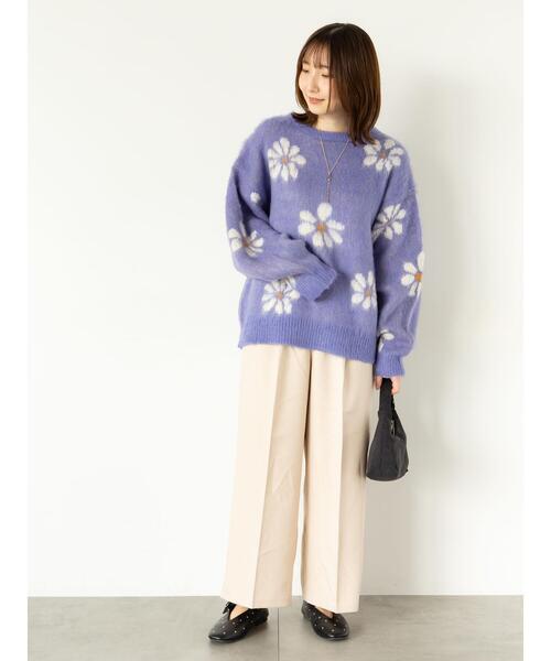 Te chichi TERRASSE ニット セーター 起毛花柄ジャカードニットプル