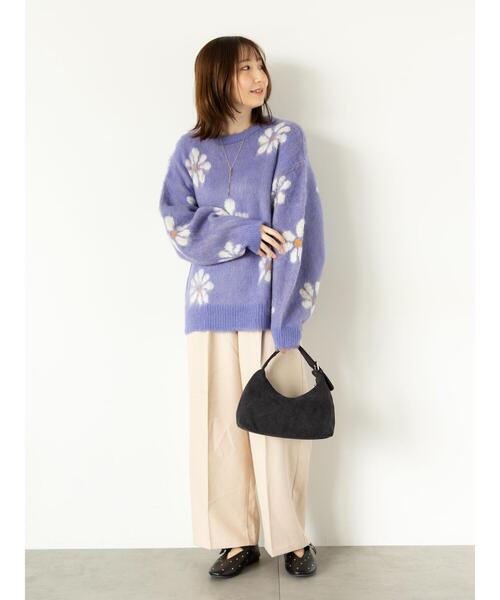 Te chichi TERRASSE ニット セーター 起毛花柄ジャカードニットプル