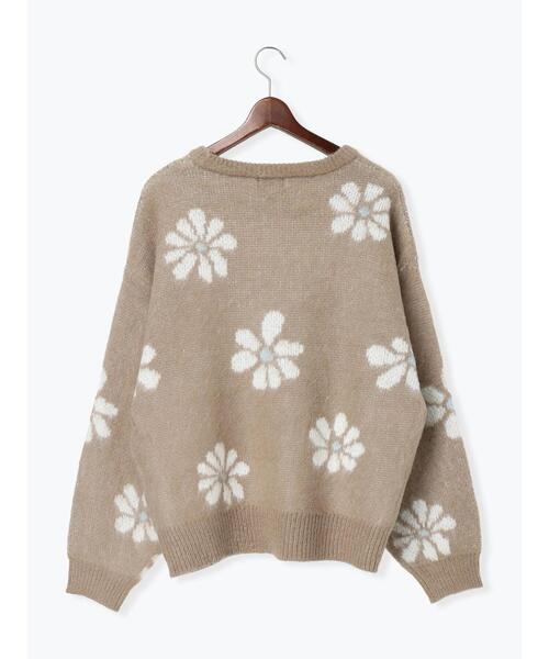 Te chichi TERRASSE ニット セーター 起毛花柄ジャカードニットプル