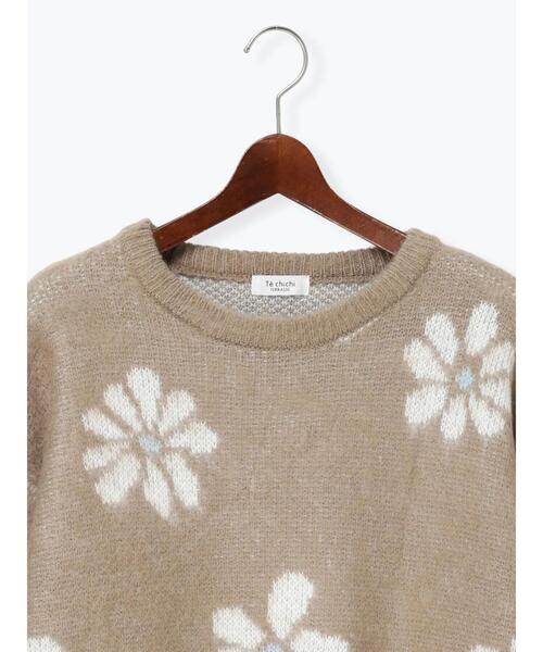 Te chichi TERRASSE ニット セーター 起毛花柄ジャカードニットプル