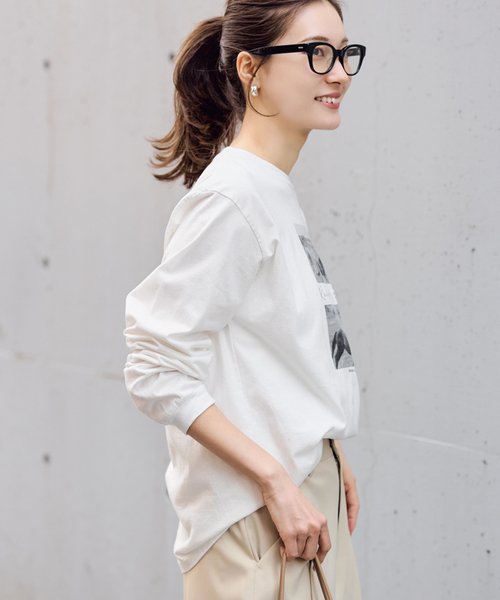 FRAMeWORK グラフィックロングスリーブTシャツ FRAMeWORK（フレームワーク） tシャツ ホースフォトロングTシャツ