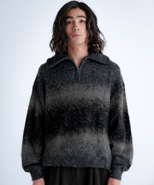 【POPUP限定】SINSS ウールブレンドミストグラデーションニット Lサイズ SINSS セーター ニット Wool blend gradation zip knit / ウール