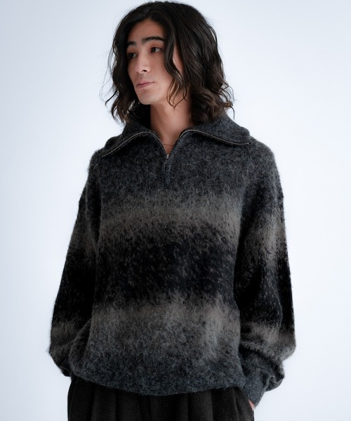 SINSS セーター ニット Wool blend gradation zip knit / ウール