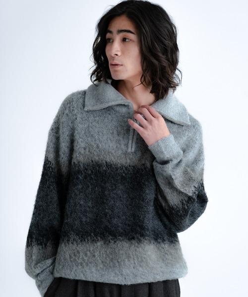 SINSS セーター ニット Wool blend gradation zip knit / ウール