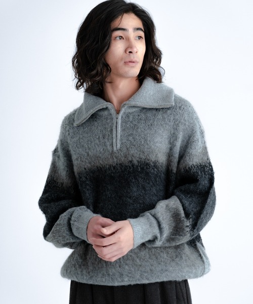 SINSS セーター ニット Wool blend gradation zip knit / ウール