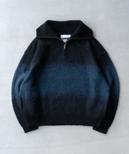 SINSS セーター ニット Wool blend gradation zip knit / ウール