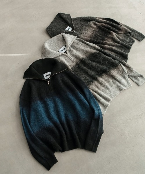 SINSS セーター ニット Wool blend gradation zip knit / ウール