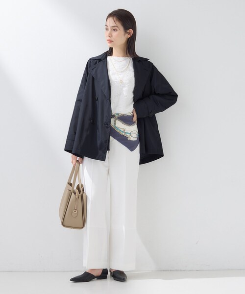 極美品 インディヴィ 防シワ 中綿ライナー付 2WAY ロングトレンチコートL 名品／撥水／抗菌防臭】ロング リサイクルダウンコート | インディヴィ