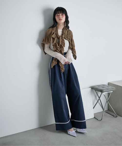 THE Yon ワイドパンツ チノパン サイドラインロールアップタックパンツ