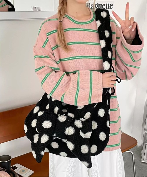FREE STYLISTS ショルダーバッグ バッグ Y2K ドット柄 リボンハーフ