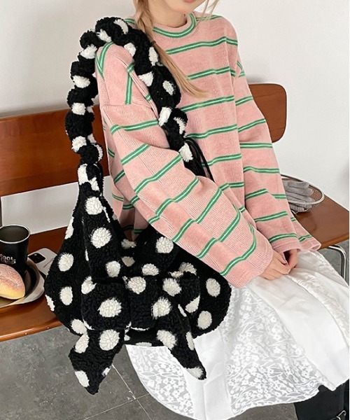 FREE STYLISTS ショルダーバッグ バッグ Y2K ドット柄 リボンハーフ 