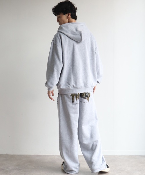 Thrasher スウェットパンツ ファイヤーフレーム S グレー THRASHER（スラッシャー） ワイドパンツ スウェットパンツ ジャージ