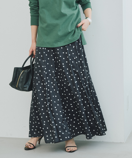 Spick＆Span（スピック アンド スパン） スカート ドットサテンフレア
