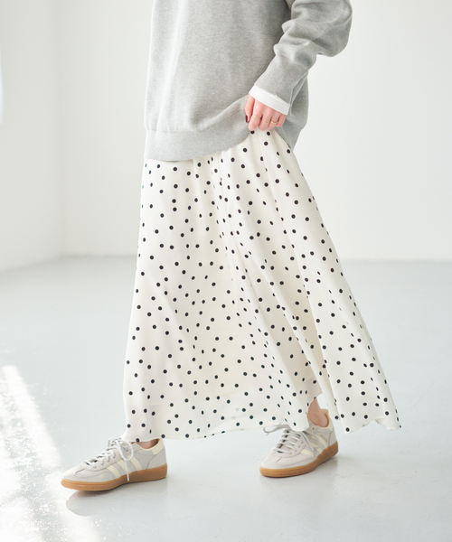 Spick＆Span（スピック アンド スパン） スカート ドットサテンフレア