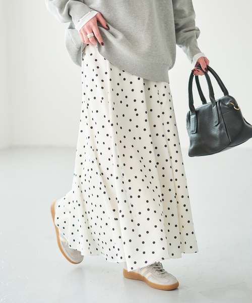 Spick＆Span（スピック アンド スパン） スカート ドットサテンフレア