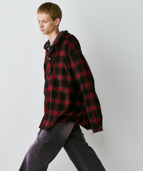 「AIVER」 カーディガン MEDIUM レッド メンズの画像6