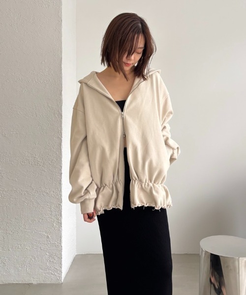 Henon. パーカー ギャザーペプラムパーカー レディース : ZOZOTOWN
