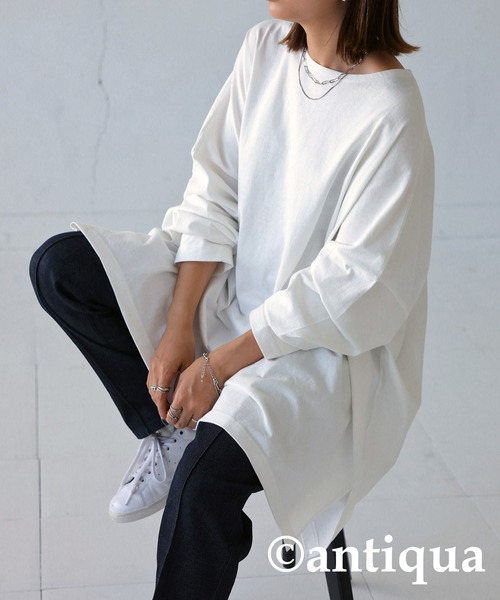 「antiqua」 長袖カットソー FREE グレー レディース_画像3