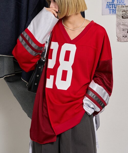 「etsinta」 長袖カットソー ONE SIZE レッド レディース_画像2