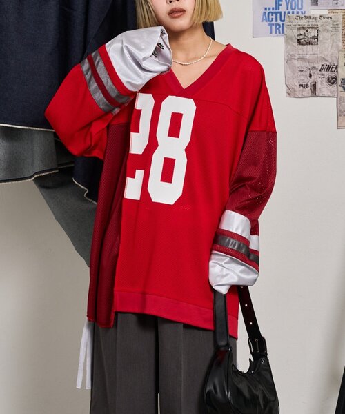 「etsinta」 長袖カットソー ONE SIZE レッド レディース_画像5