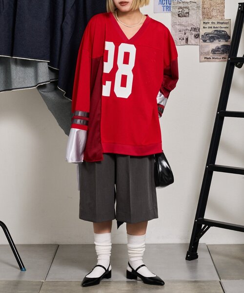 「etsinta」 長袖カットソー ONE SIZE レッド レディース_画像9