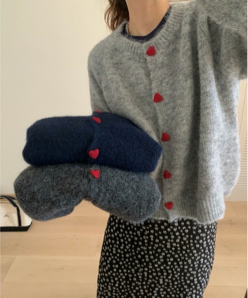 「MAISON DE THERESE」 ニットカーディガン M グレー レディース_画像2