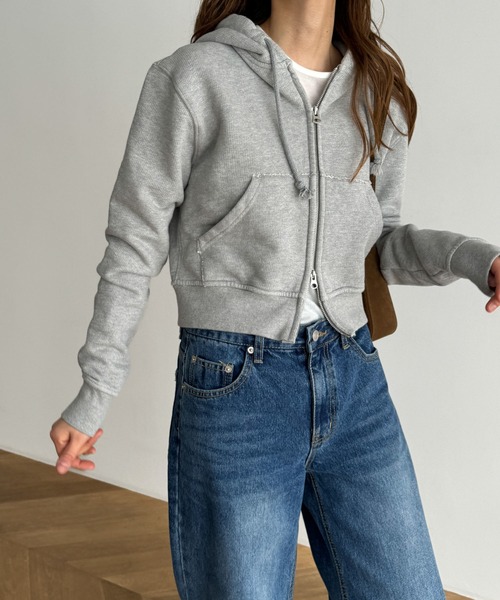 「CANAL JEAN」 「HARING」ジップアップパーカー ONE SIZE グレー レディースの画像
