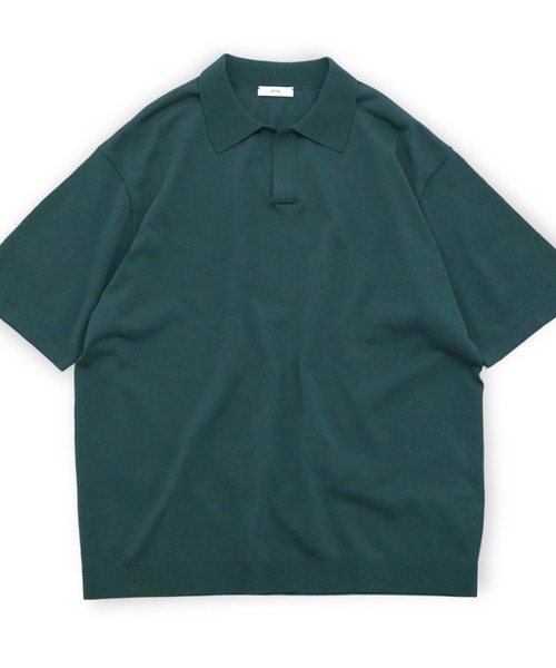 ポロシャツ 「ATON」 FINE ICE COTTON SKIPPER POLO SWEATER メンズ レディースの画像