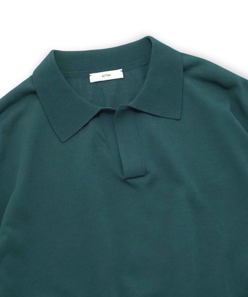 ポロシャツ 「ATON」 FINE ICE COTTON SKIPPER POLO SWEATER メンズ レディースの画像