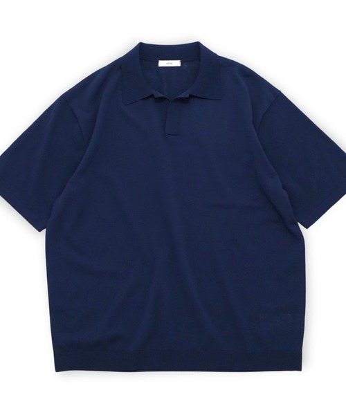 ポロシャツ 「ATON」 FINE ICE COTTON SKIPPER POLO SWEATER メンズ レディースの画像