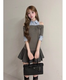 Darich（ダーリッチ） ワンピース シャツドッキングオフショルプリーツ